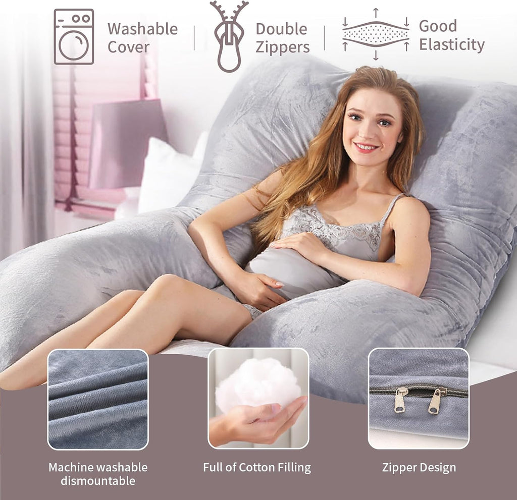 60 Inch Full Body Pregnancy Pillows for Sleeping Cooling Pregnancy Pillow, U Shaped Pregnancy Body Pillow, Maternity Pillows for Pregnant…