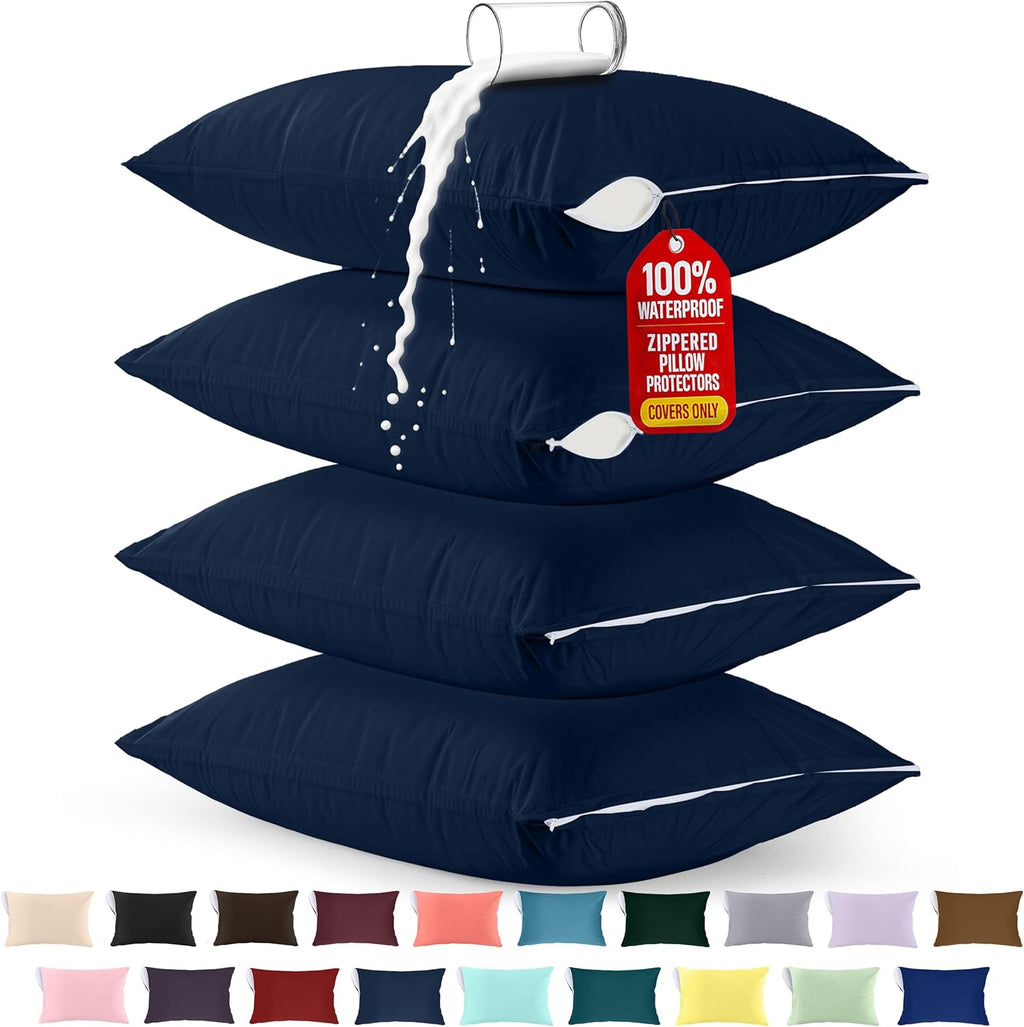 Utopiabedding Utopia Bedding 100% Waterproof Pillow Protectors with Zipper King Size (Set of 4), Bed Bug and Dust Mite Proof Zippered Pillo…