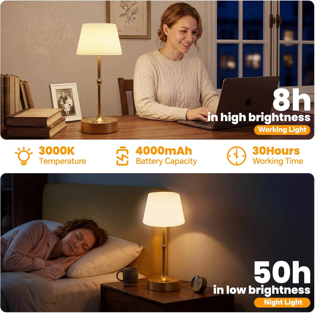 Rechargeable Cordless Table Lamp - Built-in Rechargeable Battery Operated Lamp, Touch Control Stepless Dimming, for Bedside Night Lamp…