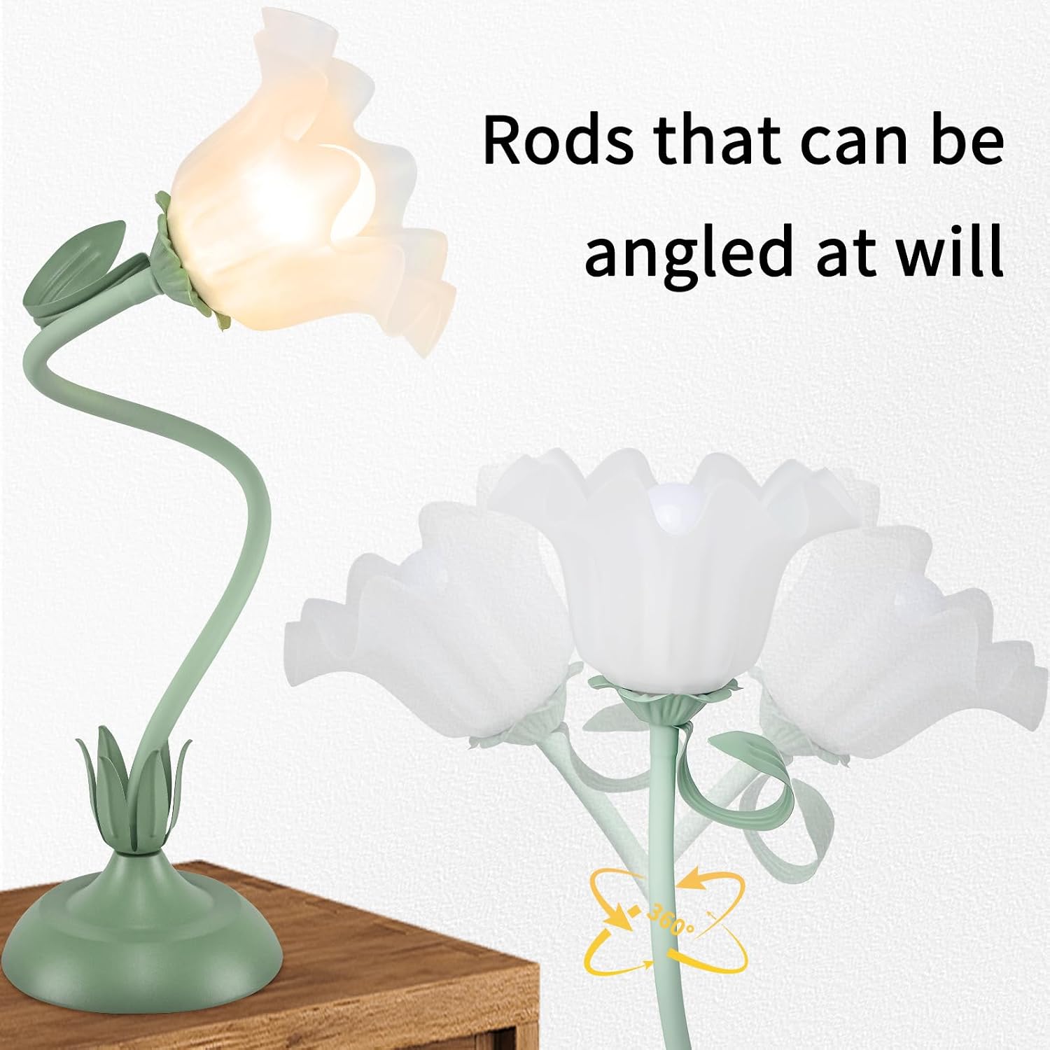Cute Flower Desk Lamp, 3 Color Temperature Table Lamp with LED Bulb, Vintage Bedside Lamps, Reading Lamps with Soft Light for Bedroom…