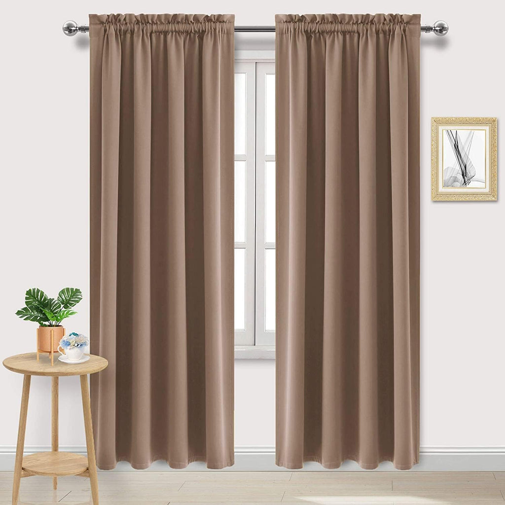 DWCN Blackout Curtains for Living Room Thermal Insulated, Energy Saving & Noise Reducing Bedroom Curtains, Khaki, W 70x L 84 Inch, Set of…