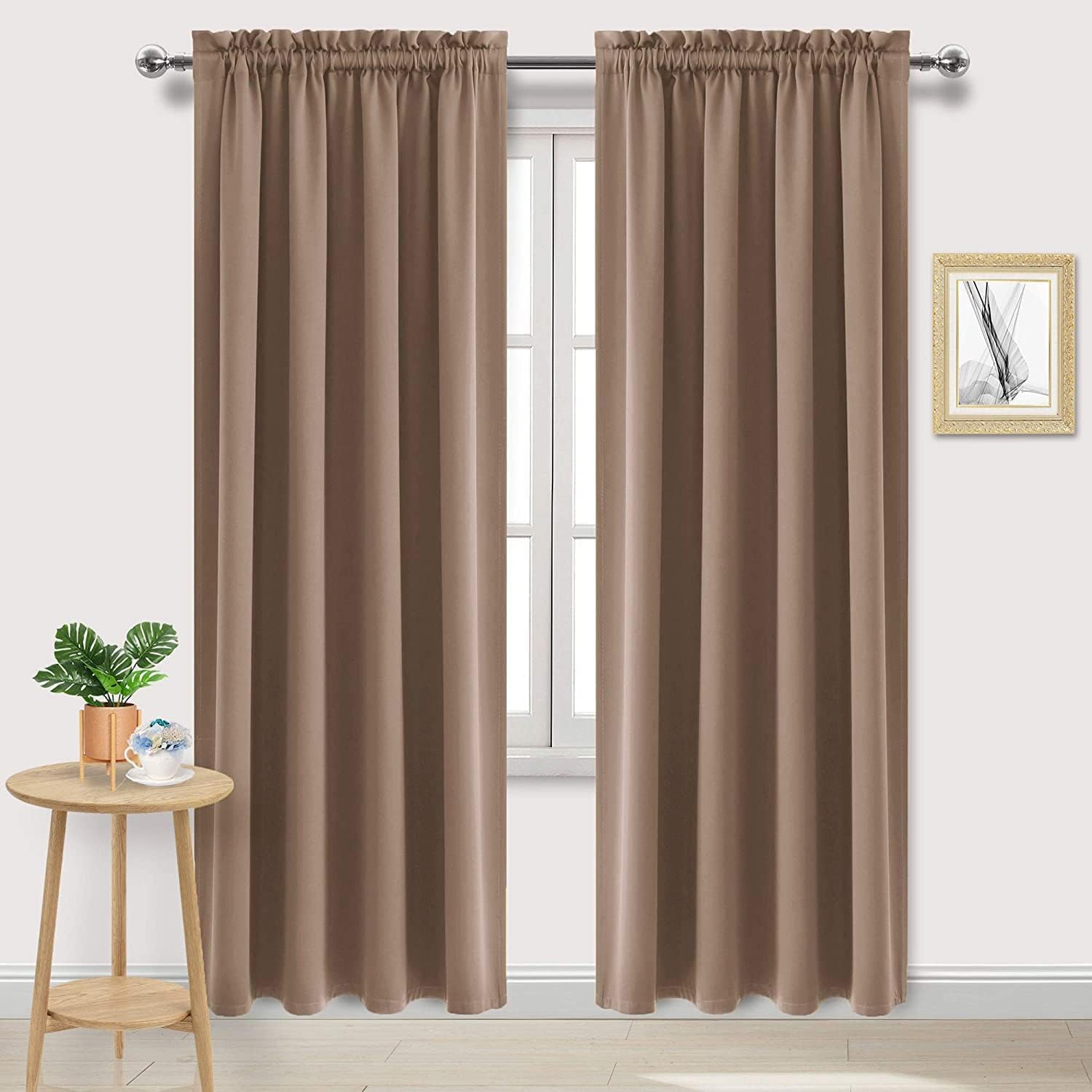 DWCN Blackout Curtains for Living Room Thermal Insulated, Energy Saving & Noise Reducing Bedroom Curtains, Khaki, W 70x L 84 Inch, Set of…