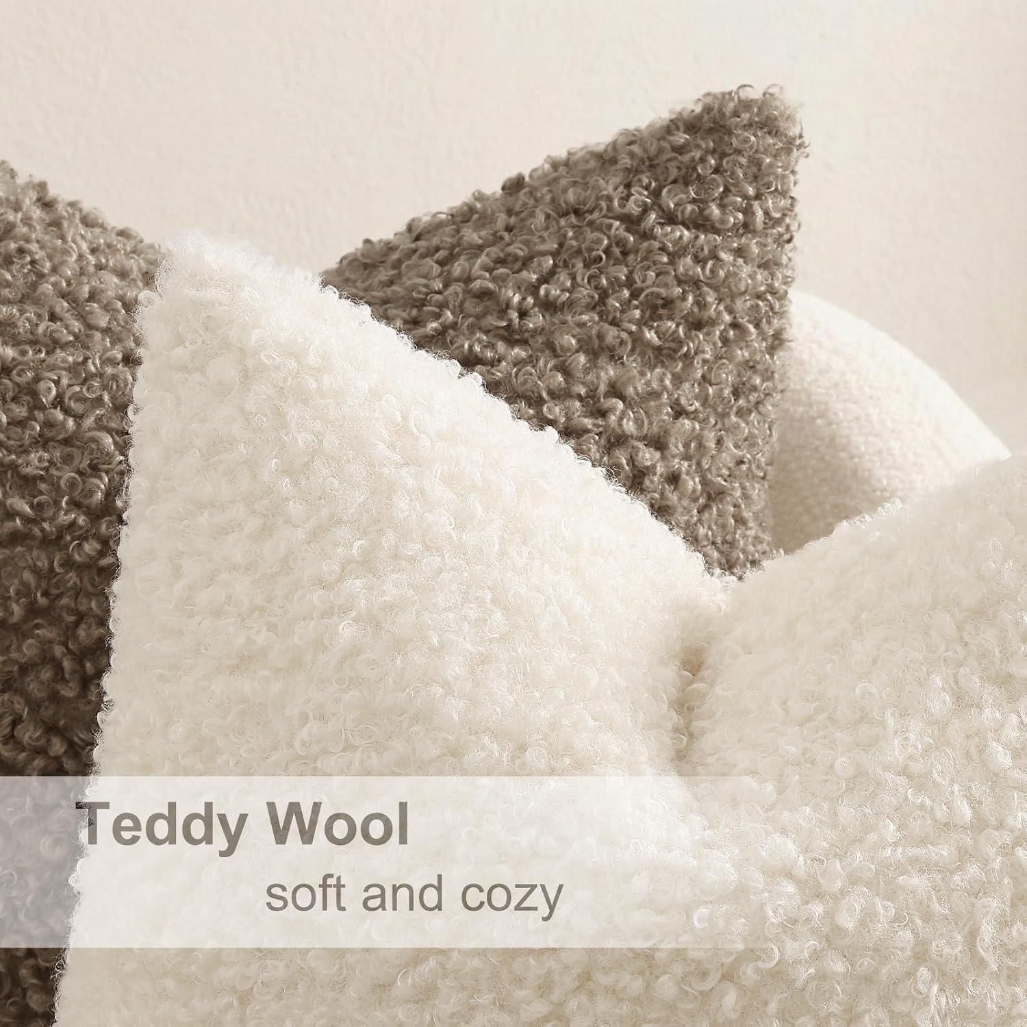 decorUhome Pack of 2 Throw Pillow Covers 24x24 Inch, Faux Fur Decorative Sherpa Pillow Covers Fuzzy Accent Soft Sheepskin Fleece Pillow Cas…