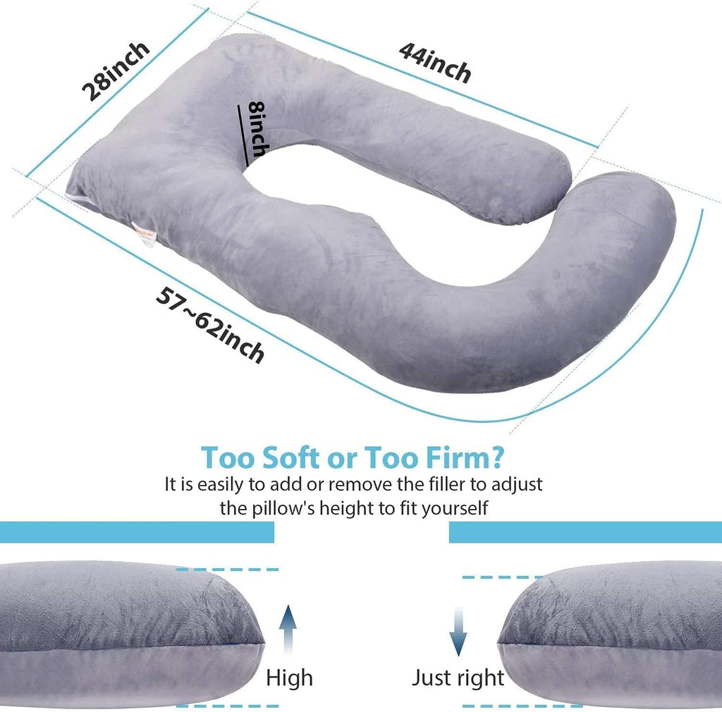 Jcickt Pregnancy Pillow for Sleeping,59 inch J/U-Shaped Maternity Pillow with Removable Washable Cover, Side-Sleeping Pregnant Body Pillow-…