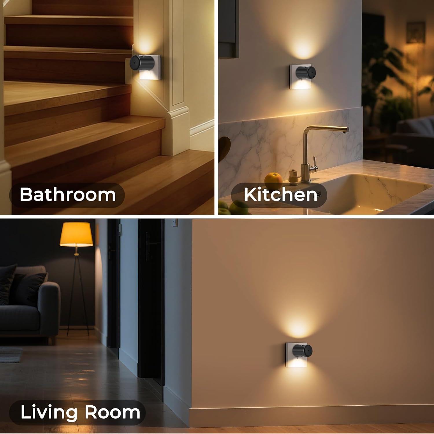 TSEXES 4 Pack LED Motion Sensor Night Light, Night Light Plug into Wall with Dusk to Dawn Sensor,2700K Warm White Nightlight for Bedroom…