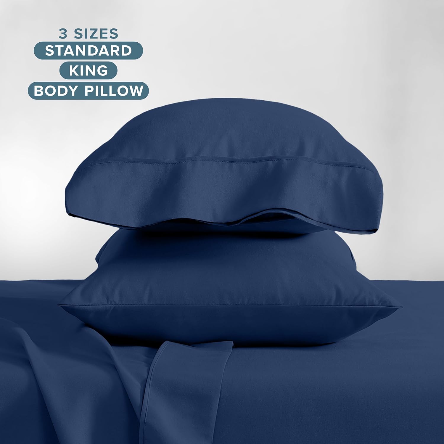 BareHome Bare Home Microfiber Pillow Cases - Standard/Queen Size Set of 2 - Cooling Pillowcases - Double Brushed - Dark Blue Pillowcases 2…