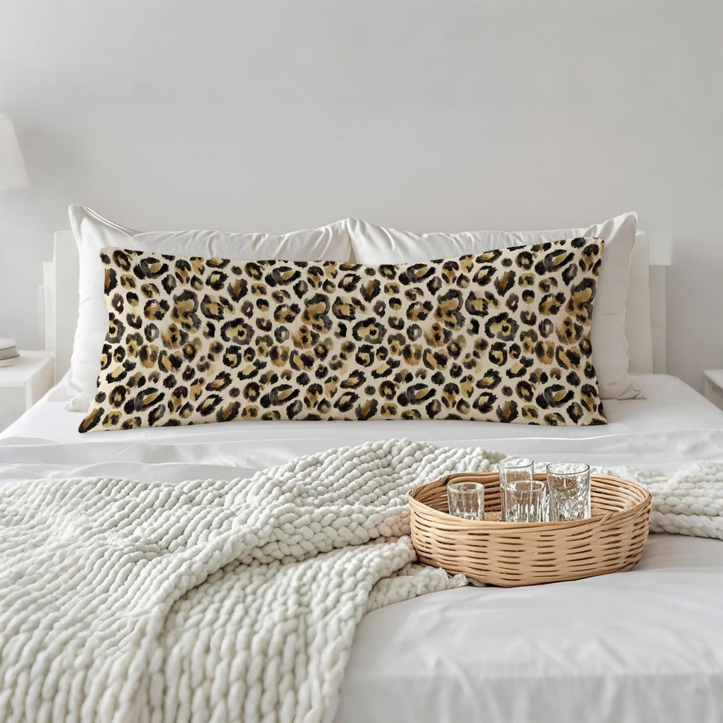 Black and Gold Leopard Print 20x54 Body Pillow Cover, Cheetah Print Room Decor, Funky Y2k Cheetah Print Decorative Long Body Pillow Cases…