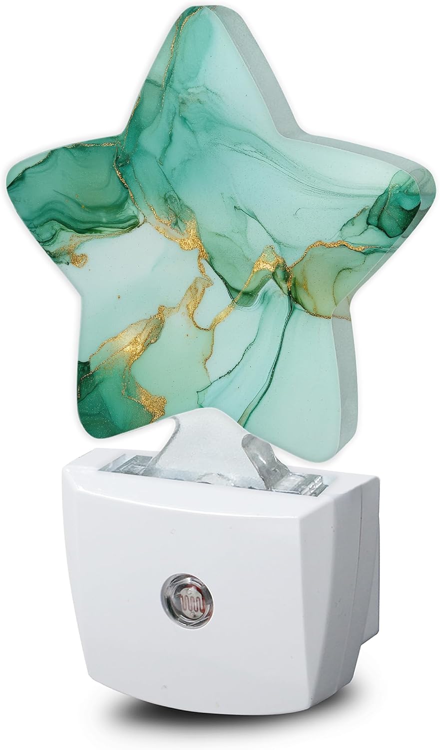 Snowmolle Green Gold Marble Dusk to Dawn Star Night Light, Abstract Smart Sensor Nightlight for Bedroom Kitchen Hallway Stairs, Plug-in Energ…