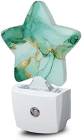 Snowmolle Green Gold Marble Dusk to Dawn Star Night Light, Abstract Smart Sensor Nightlight for Bedroom Kitchen Hallway Stairs, Plug-in Energ…