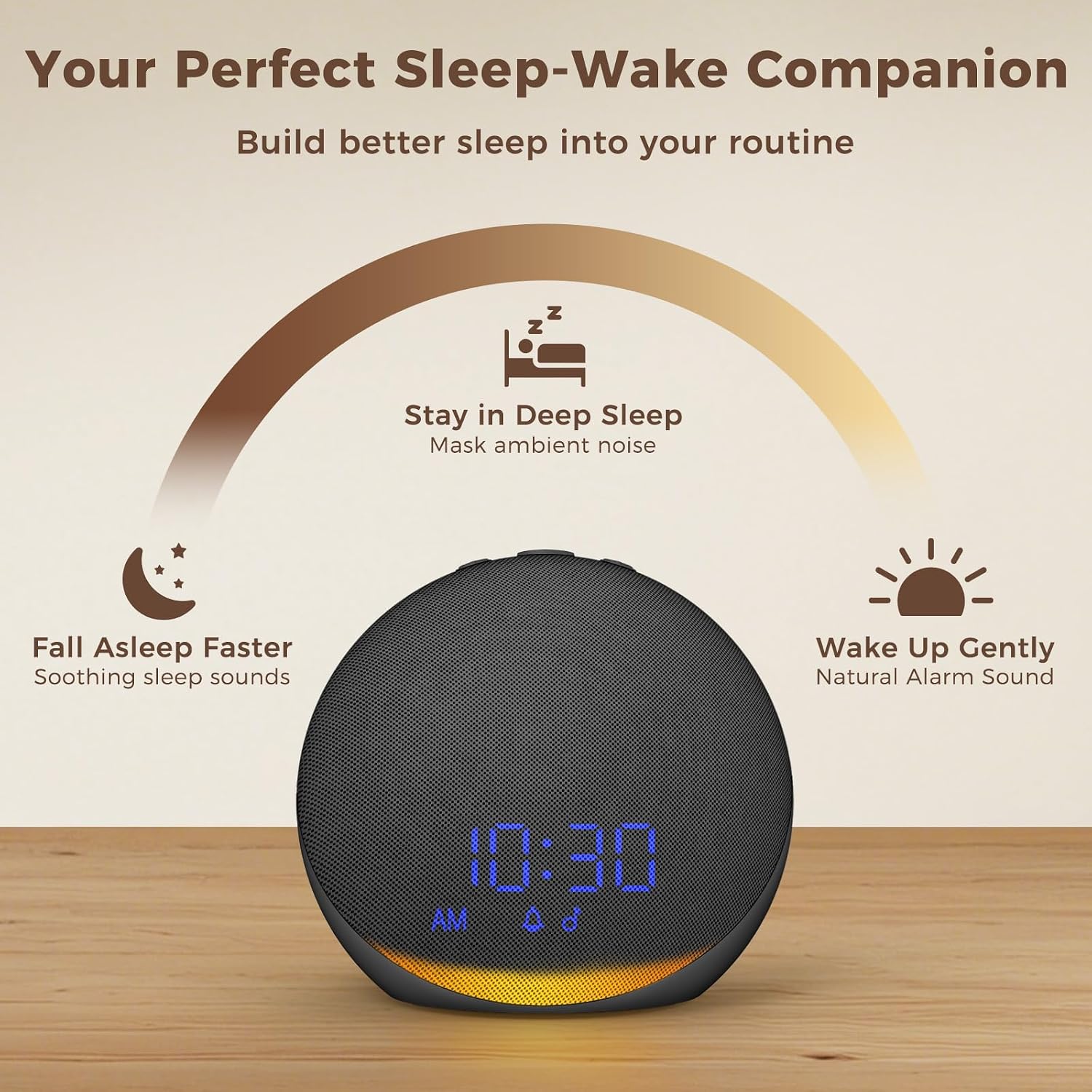 Acedeck Sound Machine Alarm Clock for Bedroom: 25 Natural Sleep Sounds - White Noise Machine for Adults Kids Baby - Gentle Wake Up Alarm wi…