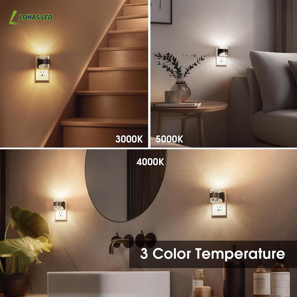 Llohasled L LOHAS LED Night Light, Bubble Night Lights Plug into Wall,4 Pack 3000K/4000k/5000K Adjustable Color Temperature Night Light, Dim…