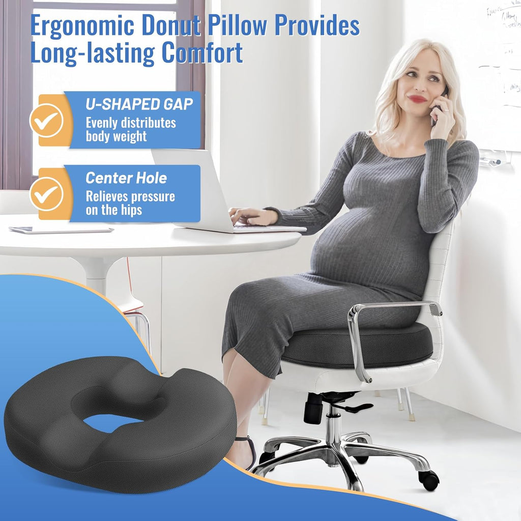 CloudBliss Donut Pillow Seat Cushion for Tailbone and Hemorrhoids, Memory Foam Seat Chair Cushion for Postpartum Pregnancy, Seat Cushions f…