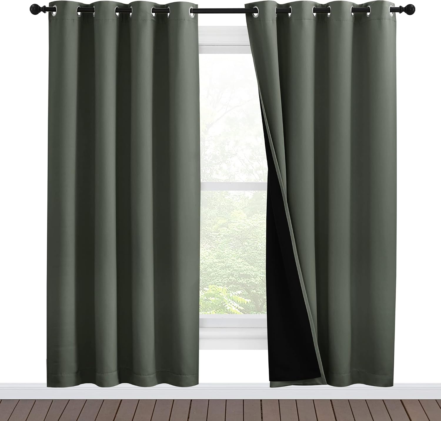 Nicetown 100% Blackout Window Curtain Panels, Full Light Blocking Drapes with Black Liner for Nursery, 78-inch Drop Thermal Insulated Drape…