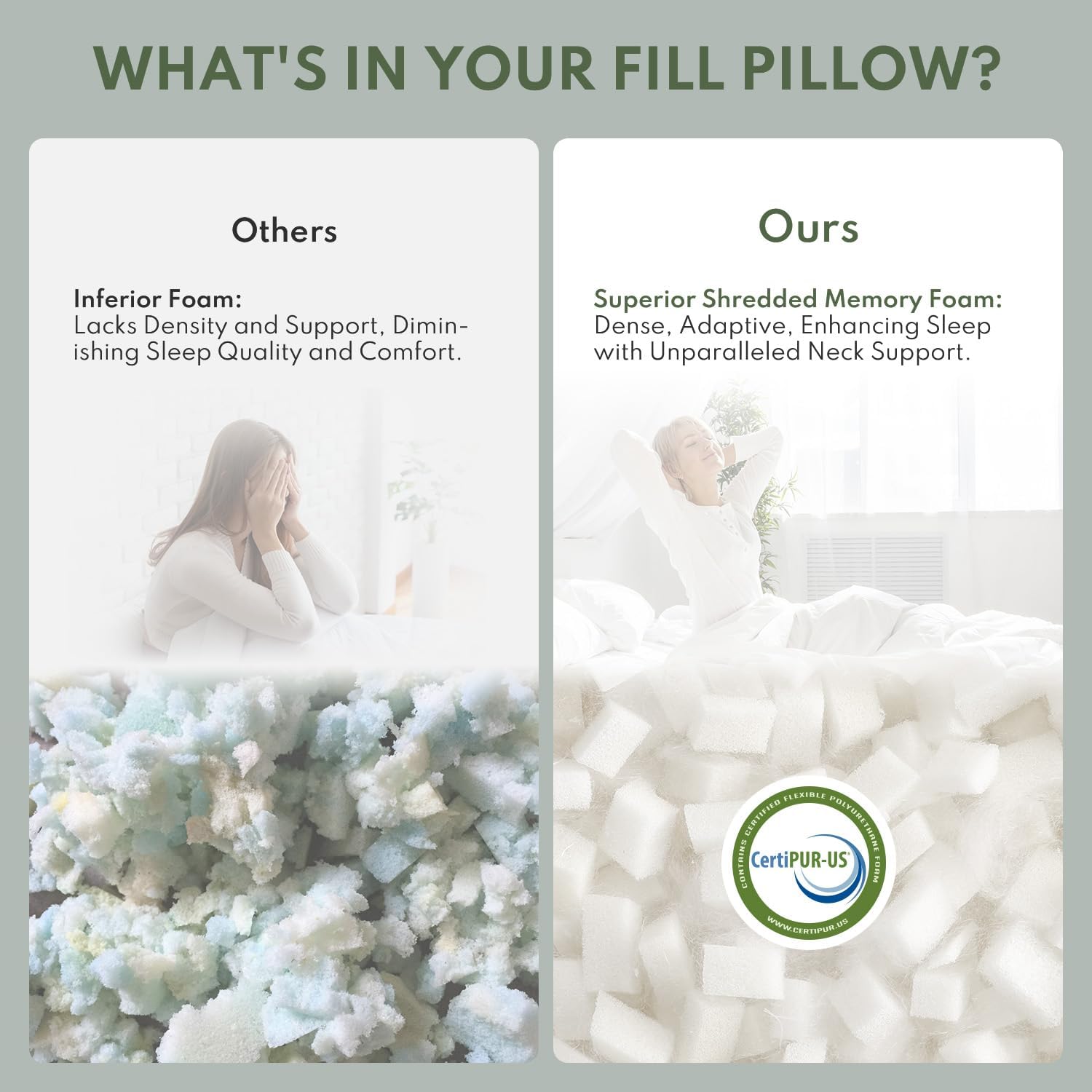 Heycuzi Pillows King Size Set of 2 - Cooling Shredded Memory Foam Pillow for Sleeping 2 Pack, Adjustable Cool Bed Pillows for Side, Back, a…