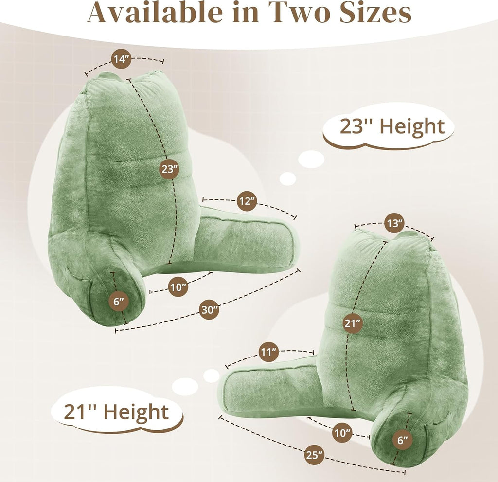 Sasttie Reading Pillow, Pillows for Reading or Relaxing – Ergonomic Support for Head, Neck, Back, and Lumbar, 21-Inch, Sage Green Green