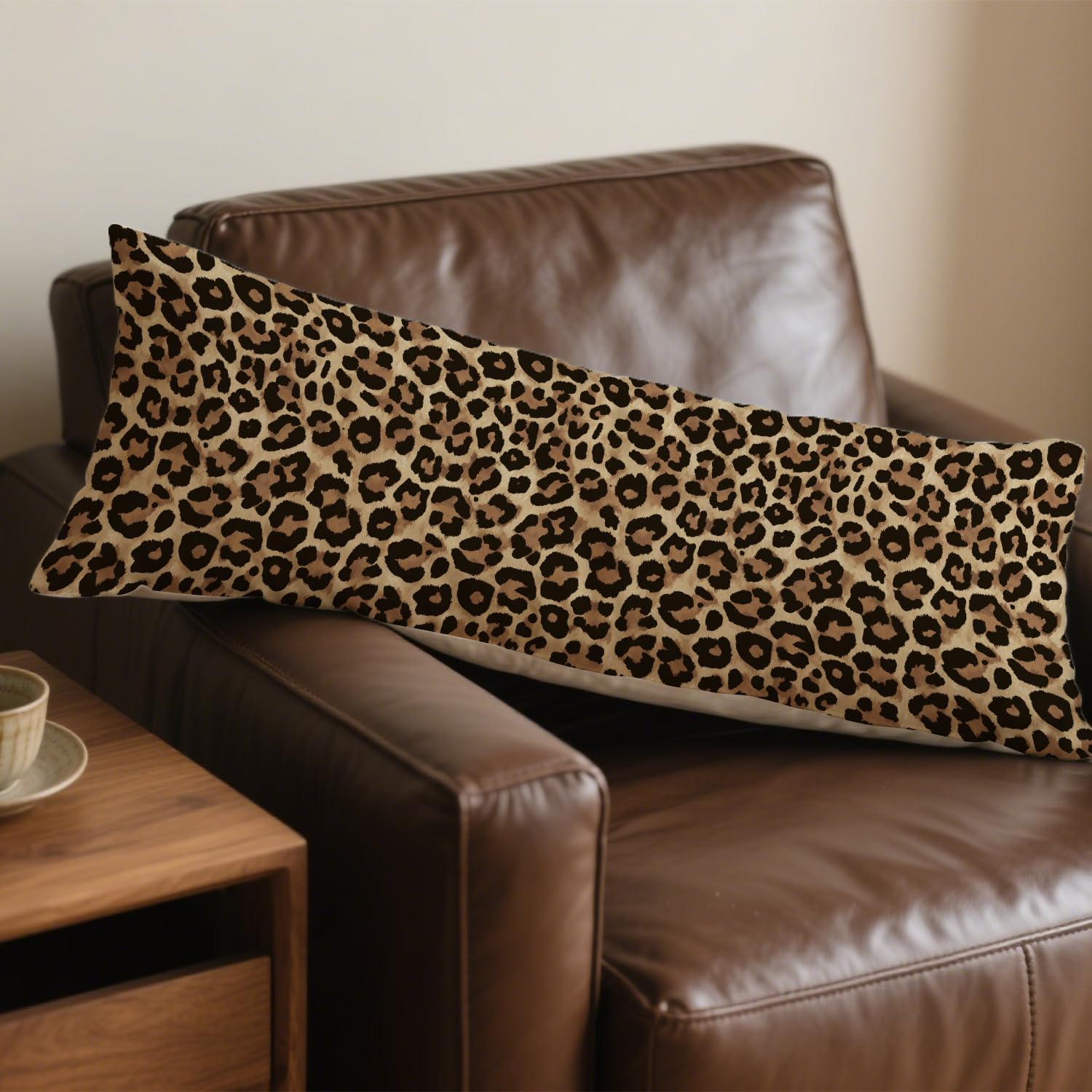 Leopard Print 20x54 Body Pillow Cover, Cheetah Print Room Decor, Trendy Wild Animal Print Decorative Long Body Pillow Cases for Girls…