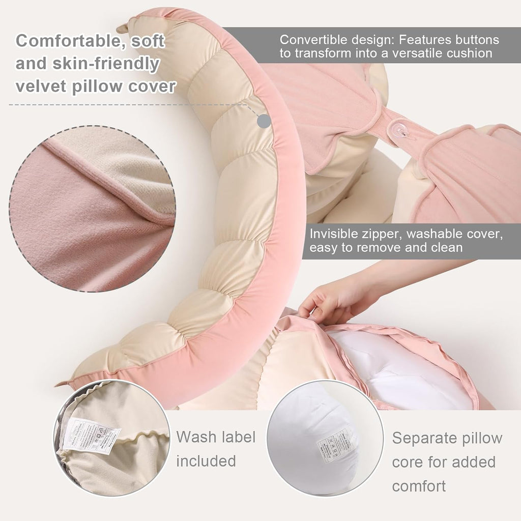 Peallow(Pat. Pend) – Long Round Body Pillow for Adults, Bolster Pillow for Sleeping, Soft and Supportive Pillow for Sleeping & Lumbar…