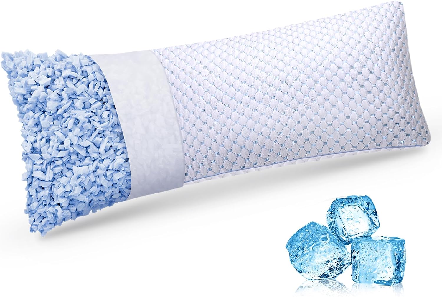 OSBED Cooling Adjustable Shredded Memory Foam Body Pillow - Temperature-Regulating for All Sleepers with Dual Airflow…