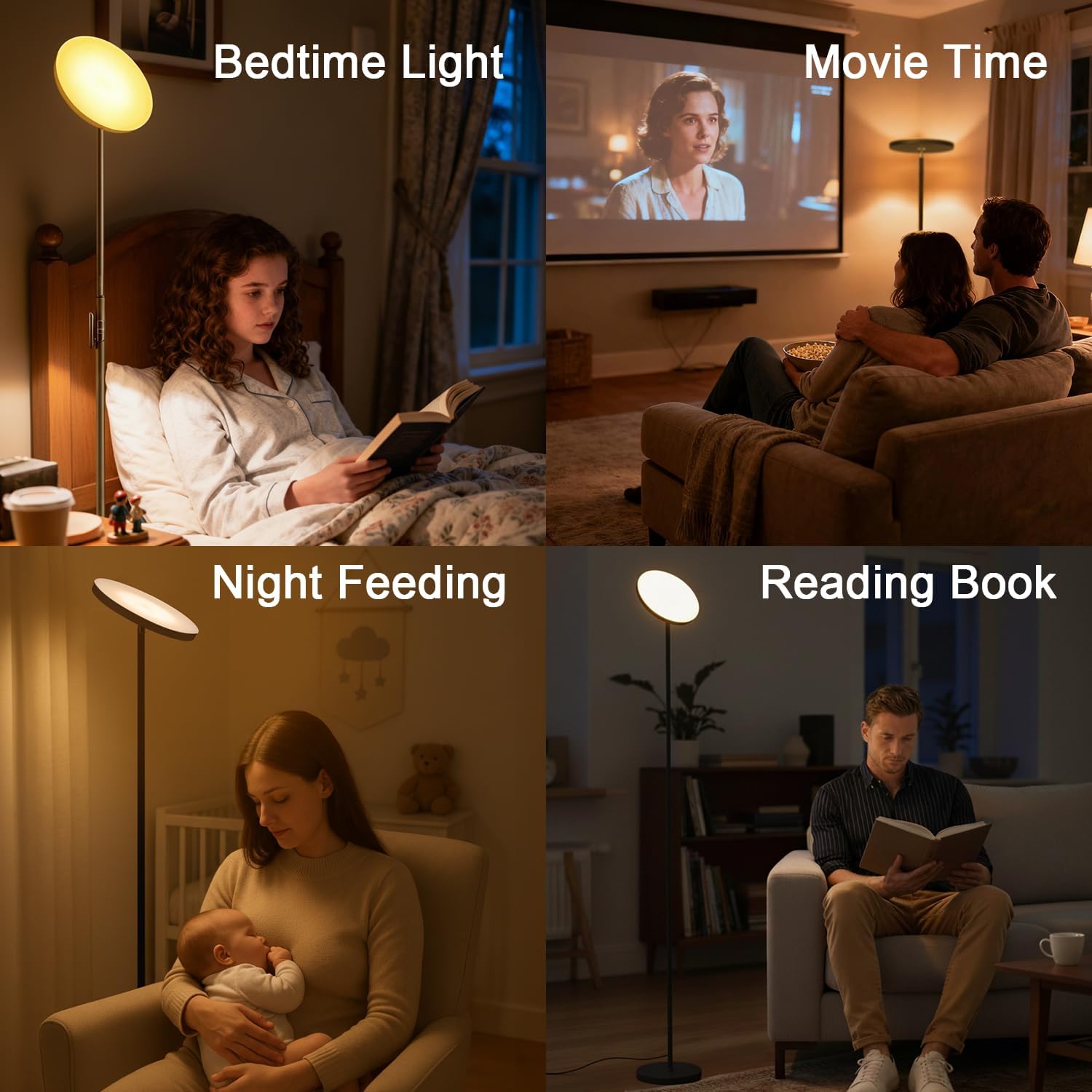 JOOFO Floor Lamp,30W/2400LM Sky LED Modern Torchiere 3 Color Temperatures Super Bright-Tall Standing Pole Light with Remote & Touch…
