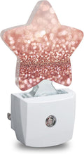 Star Night Light Plug in, Pink Glittering Dusk to Dawn Sensor Night Light, Soft Glow Lamp for Kids Bedroom Nursery Hallway Bathroom…