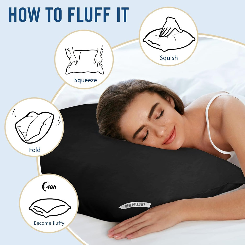 Piwaal Luxury Hotel Pillows for Sleeping 4 Pack, Bed Pillows Queen Size Set of 4, Down Alternative Filling, Pillows for Back, Stomach and…