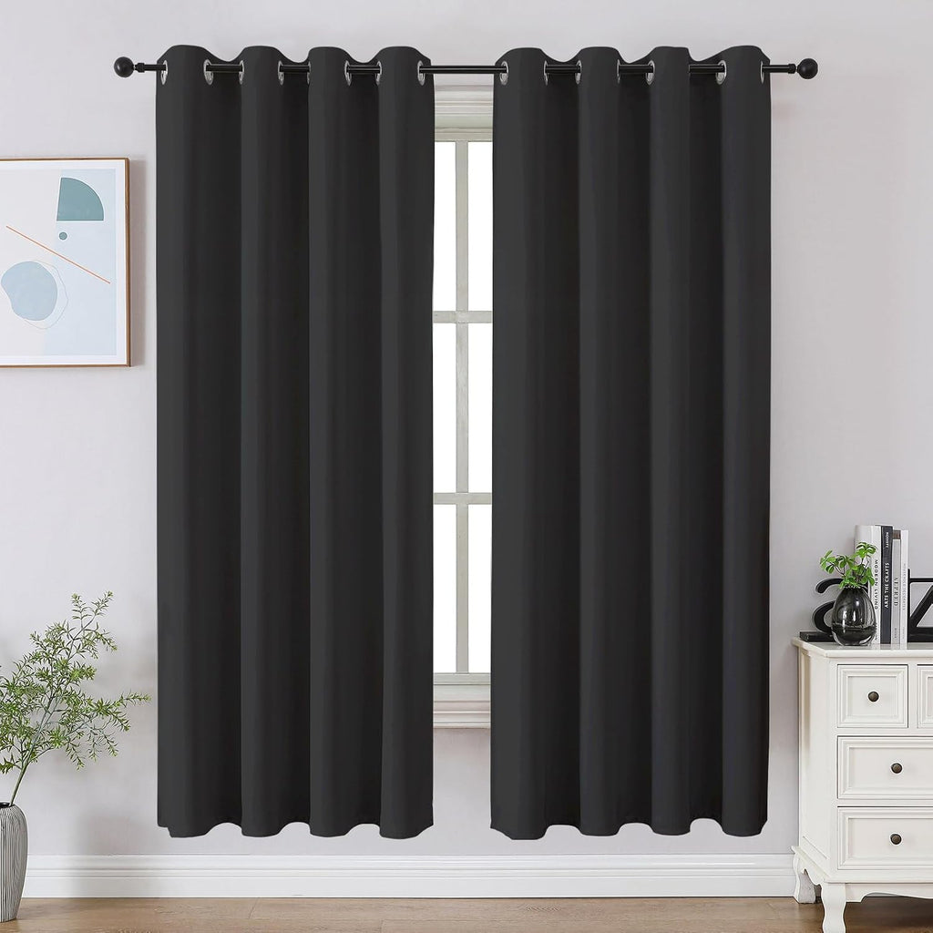 Cucraf Dark Grey Blackout Curtains 63 inch Length 2 Panels Set, Room Darkening Drapes for Living Room Bedroom, Thermal Insulated Light Bloc…
