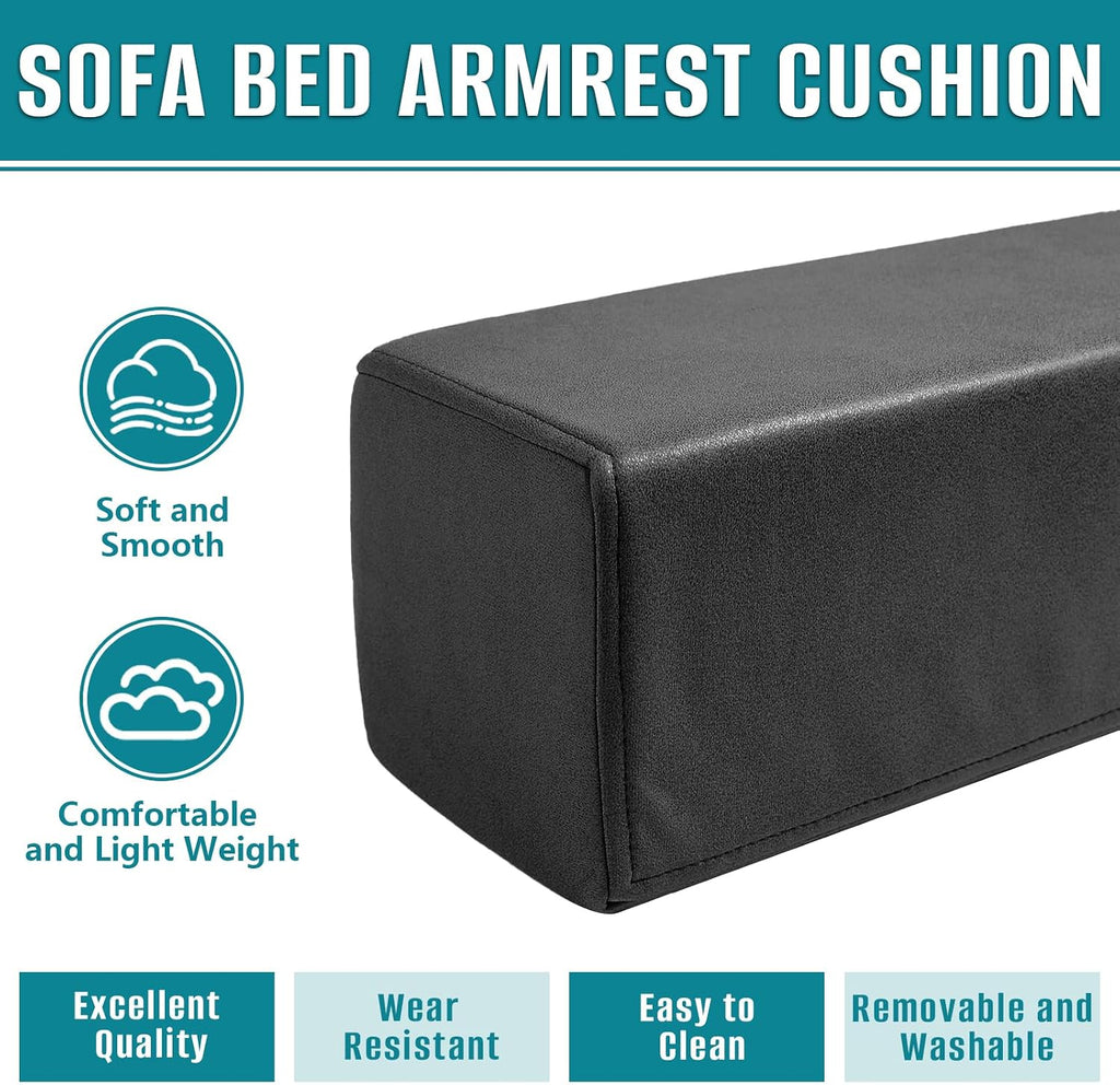 MMuteTouch 2 Pack Couch Arm Rest Pillow, 6''x6''x20'' Faux Leather Waterproof Cover, High Density Foam Armrest Cushion, Removable & Washabl…