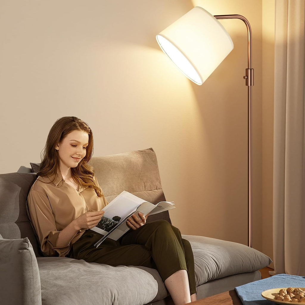 Ambimall Fully Dimmable Floor Lamp with 9W LED Bulb - Standing Lamp for Living Room with Adjustable Head, Modern Tall Light with Rotary…