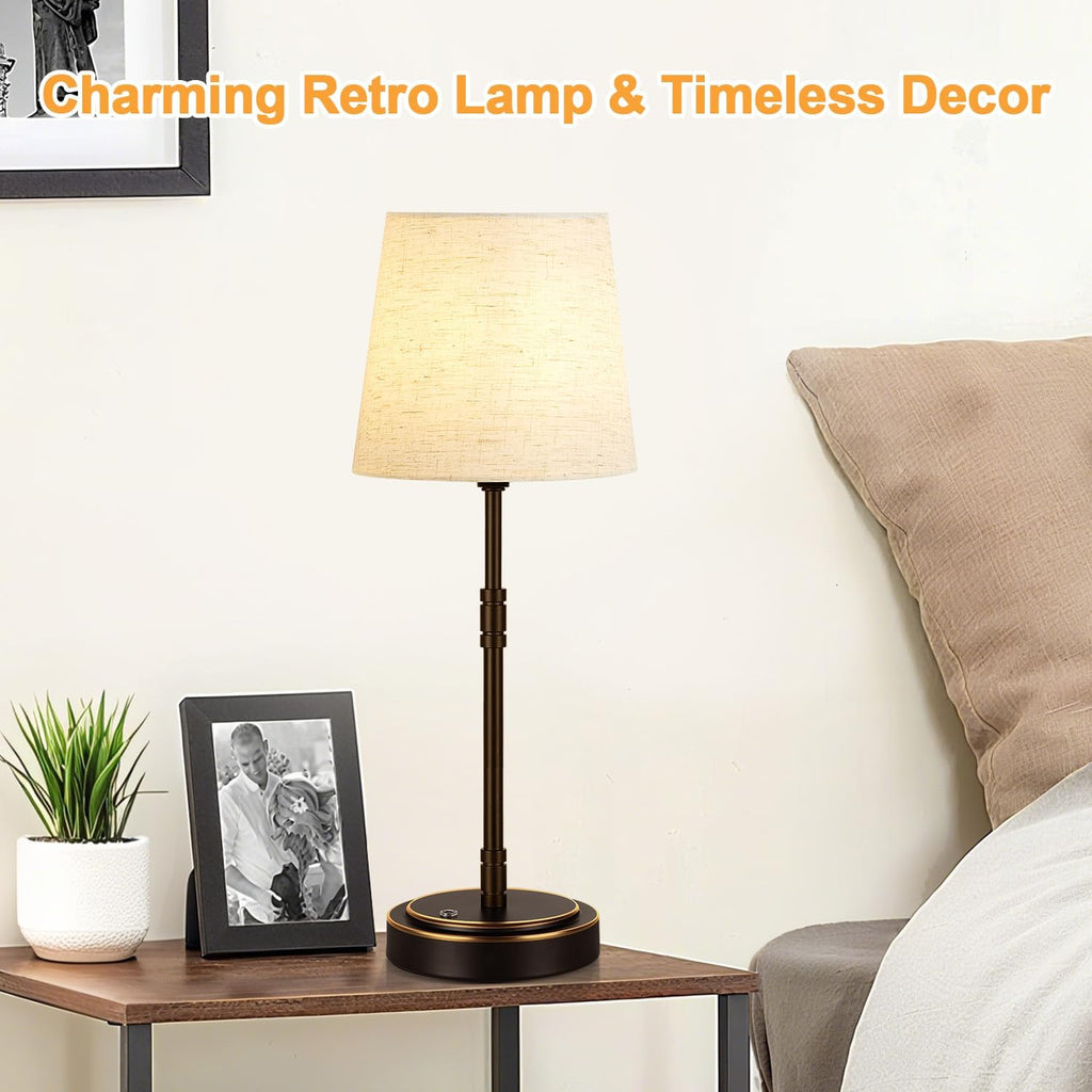 Cordless Table Lamps Set of 2 – Battery Operated Lamp with 7500mAh Rechargeable Battery, Stepless Dimmable Oil-Rubbed Bronze Lamp…