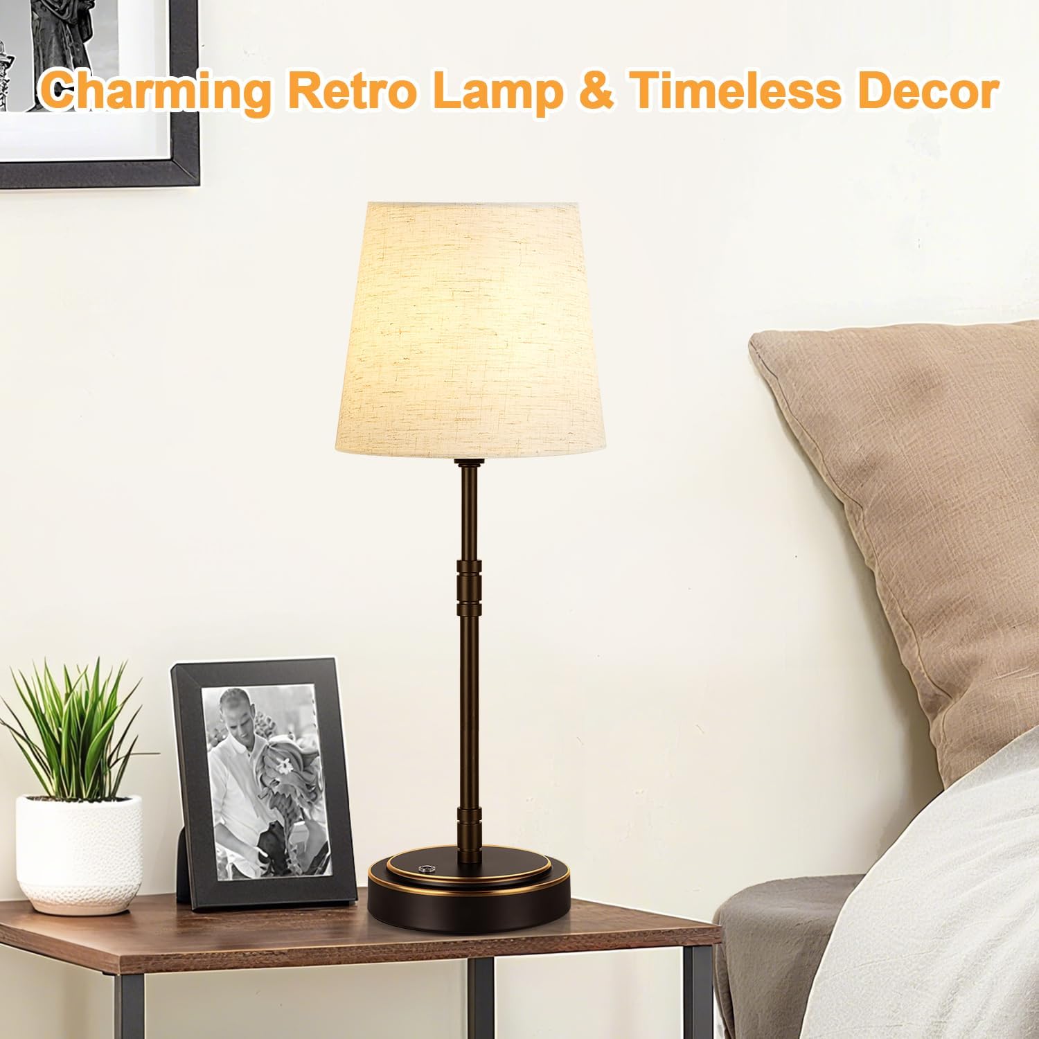 Cordless Table Lamps Set of 2 – Battery Operated Lamp with 7500mAh Rechargeable Battery, Stepless Dimmable Oil-Rubbed Bronze Lamp…
