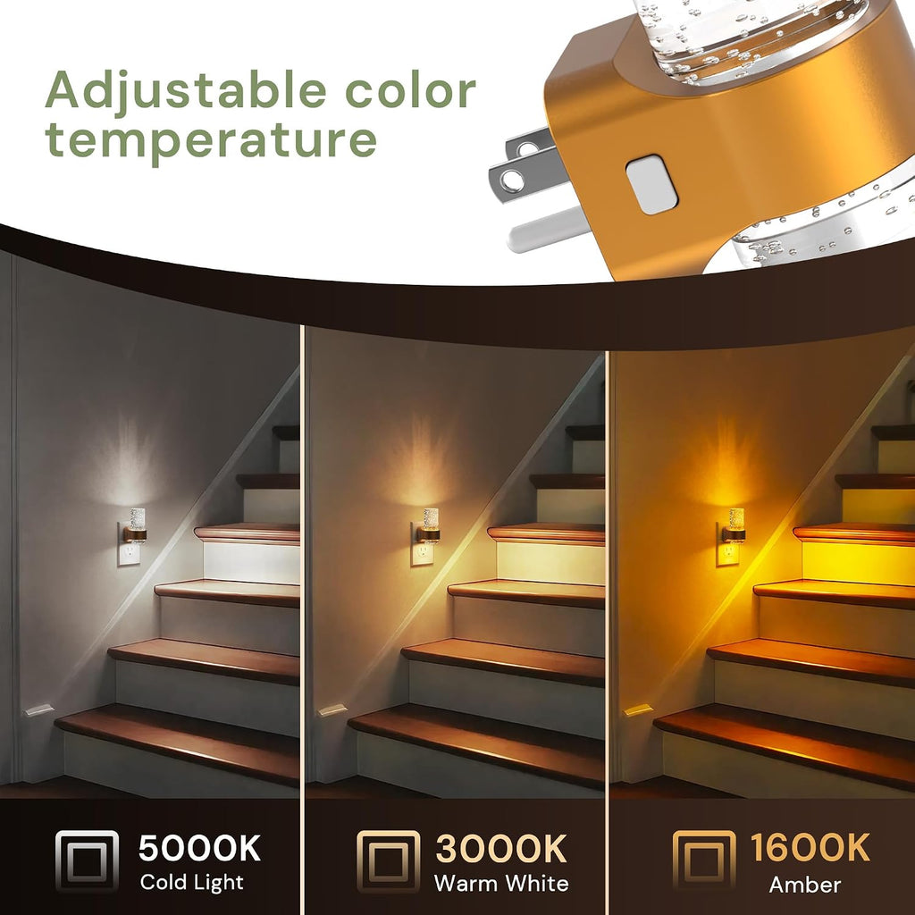 L LOHAS LED Night Lights Plug into Wall, 2 Pack Mini Dimmable Night Light with Dusk-to-Dawn, Soft White/Cool White/Amber 3 Light Color…