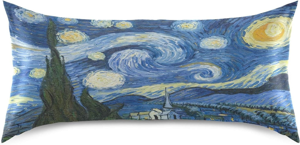 Blueangle Van Gogh The Starry Night Art Satin Pillowcase for Hair and Skin Silk Pillowcase, King Size(20x40 inches) - Satin Pillow Covers…