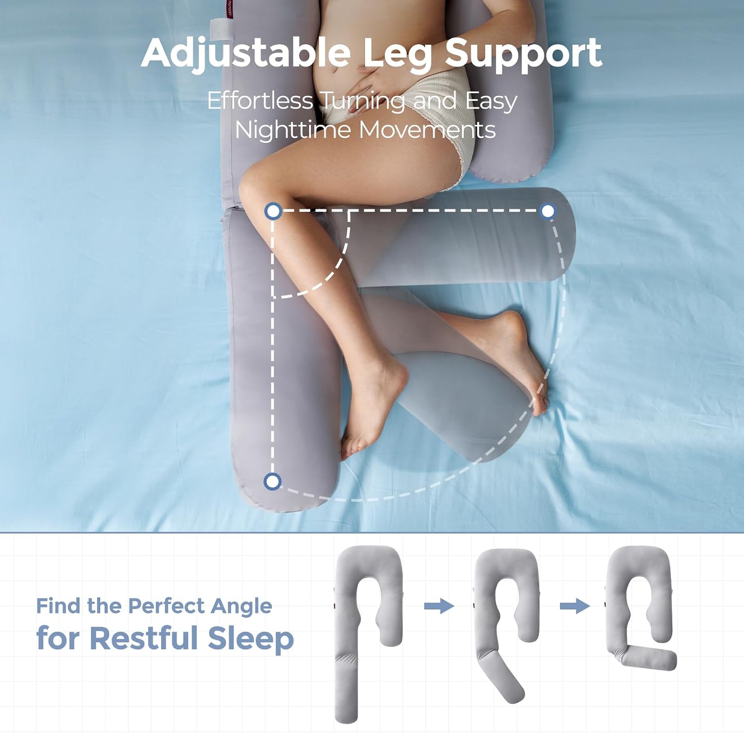 Momcozy Pregnancy Pillow with Cooling Cover, Dreamlign U Pro Maternity Pillow with Adjustable Leg Pillow - Support for Back, HIPS, Belly, L…