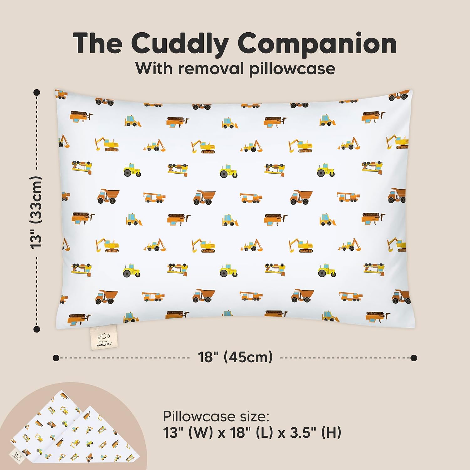 KeaBabies Toddler Pillow with Pillowcase - 13x18 My Little Cuddly Kids Travel Pillows for Sleeping, Nap, Viscose from Bamboo Nursery…