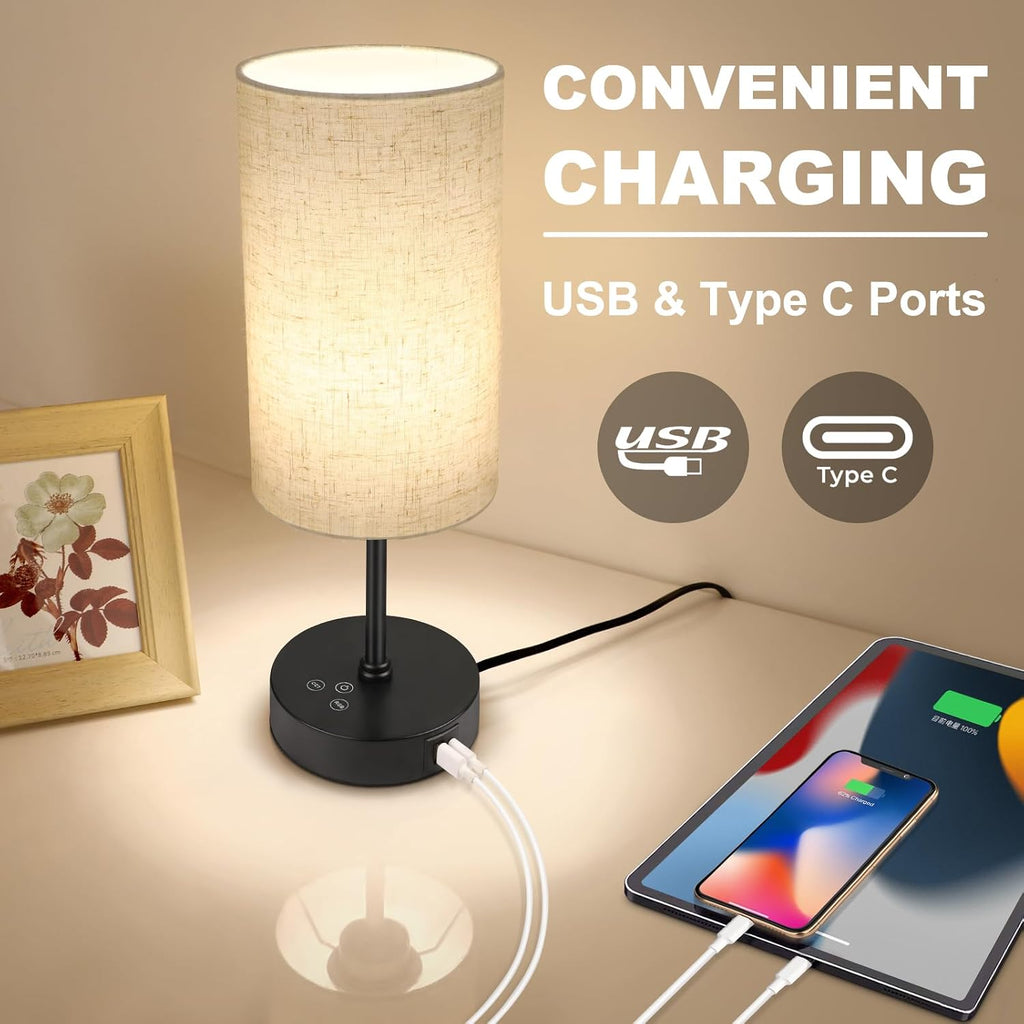 Unicozin Table Lamp, 3 CCT 3000K/4500K/6500K & RGB Color Changing, Stepless Dimmable Small Bedside Lamp for Reading, Ambience Nightstand…