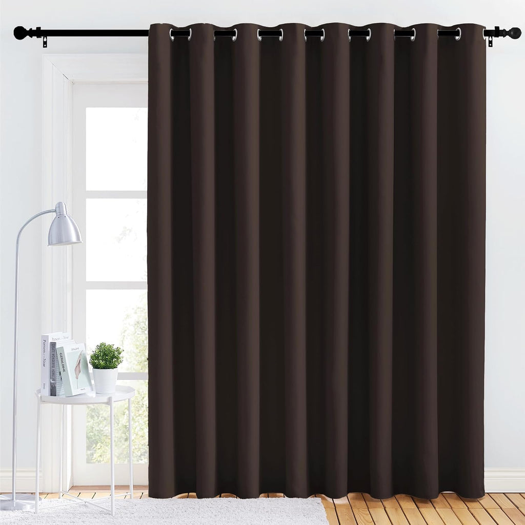 NICETOWN Room Darkening Grommet Panel - (120 inches Width, Toffee Brown, 1 Panel) Extra Wide Space Divider Curtain 84 inches Long…