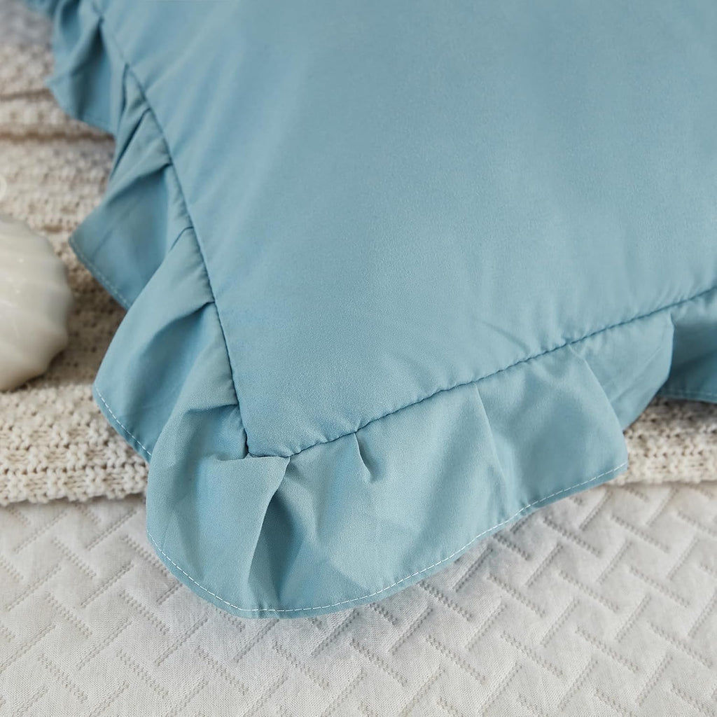 Merryword Dusty Blue Body Pillow Cover 20x54inches Long Pillowcase Ruffled Fringe Decor Sham Cute Pillowcase (1 Body) Blue