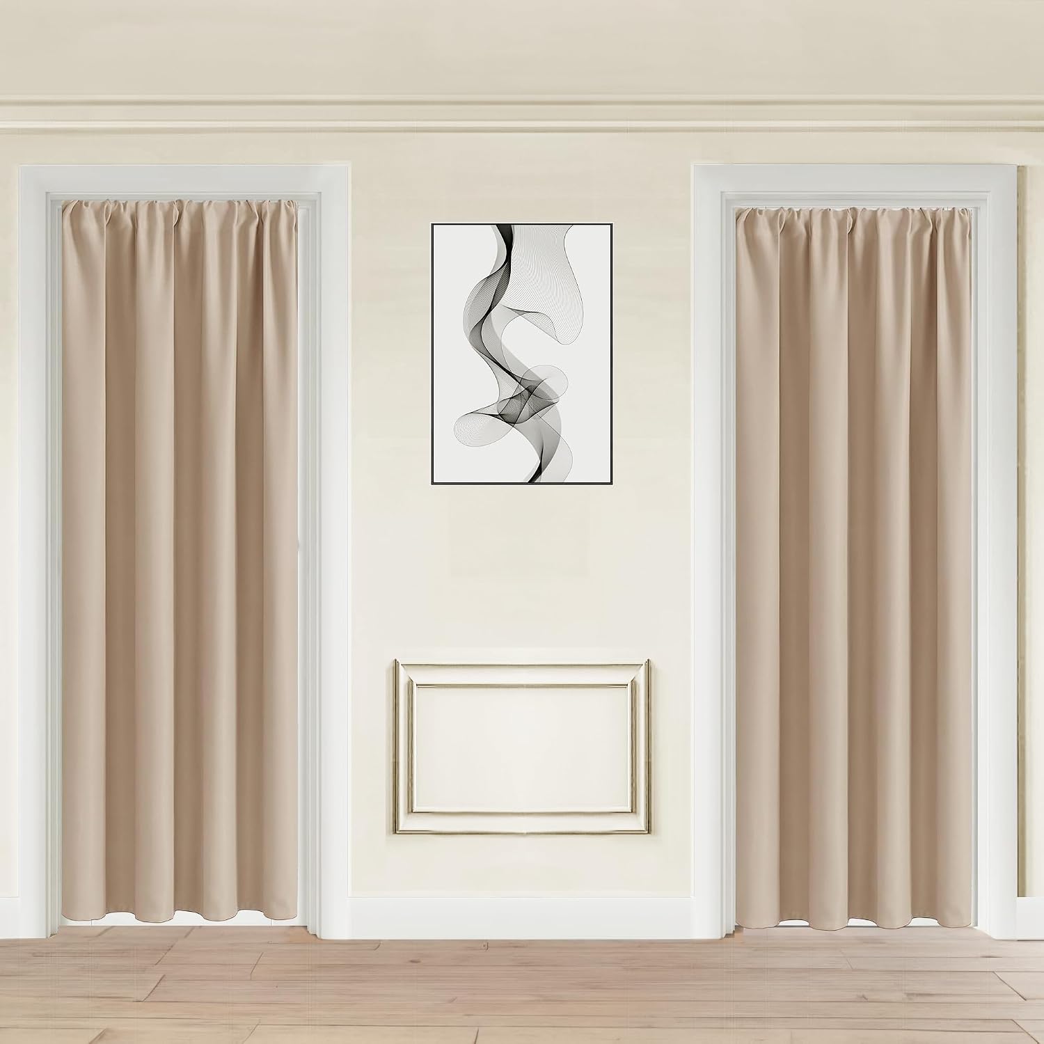 Jiuzhen Blackout Doorway Curtains 80 inch Length - 2 Panels Thermal Insulated Privacy Soundproof Rod Pocket Closet Door Curtains Room Divid…