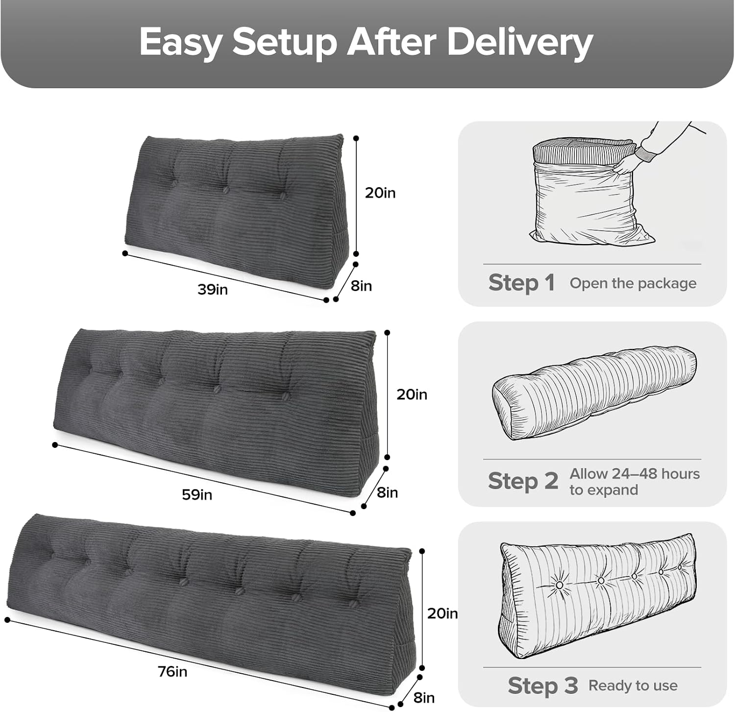Royal Choice Headboard Pillow for Sitting Up in Bed, King Size Backrest Triangle Reading Pillow for Daybed, Supportive Bed Back Pillow for…