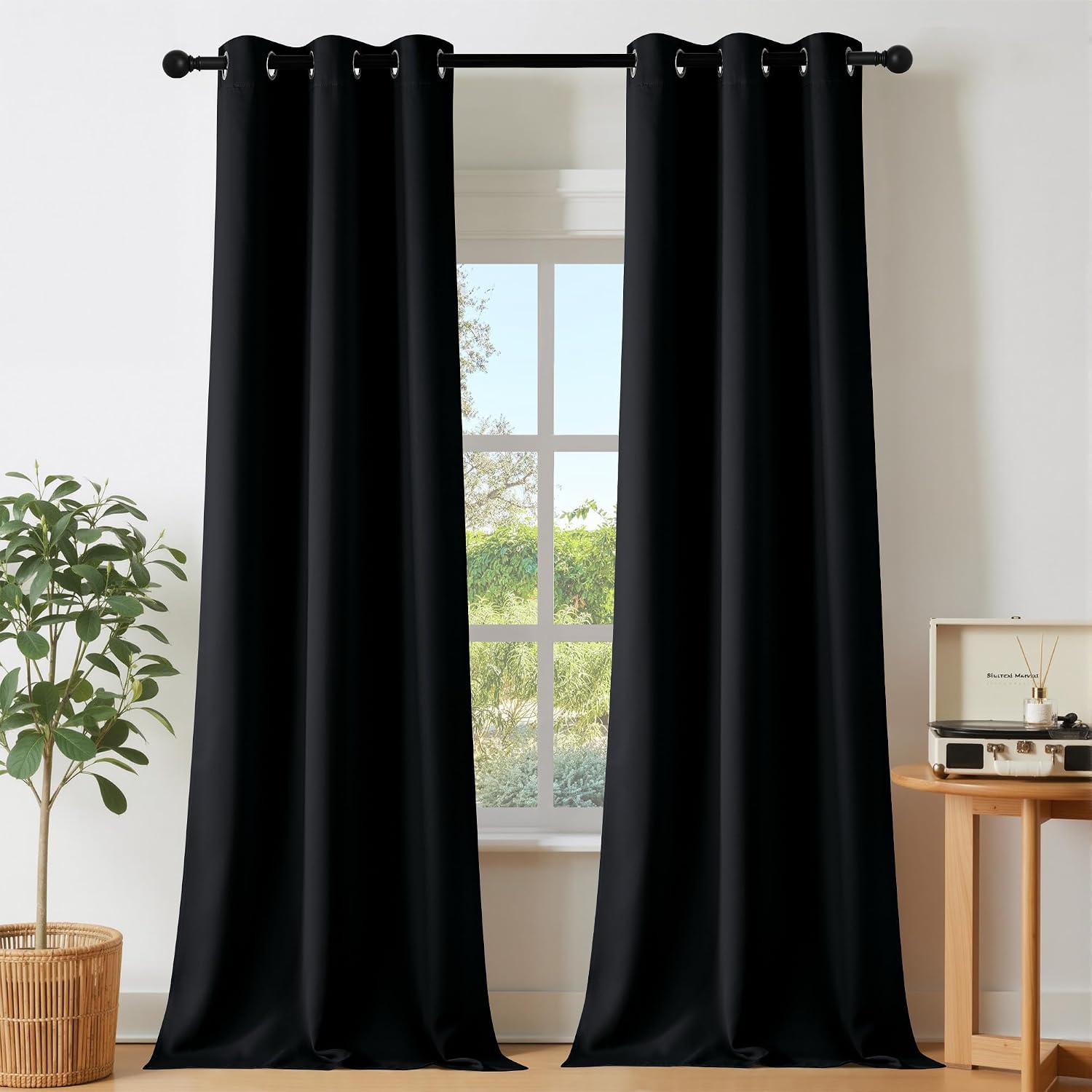 Nicetown Living Room Black Out Curtains 84 inches Long, Thermal Insulated Window Treatments Solid Grommet Room Darkening Drapes for Bedroom…