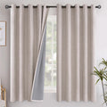 YoungsTex Beige Linen Blackout Curtains for Bedroom, Full Light Blocking Burlap Textured Drapes for Living Room Farmhouse Thermal Insulated…