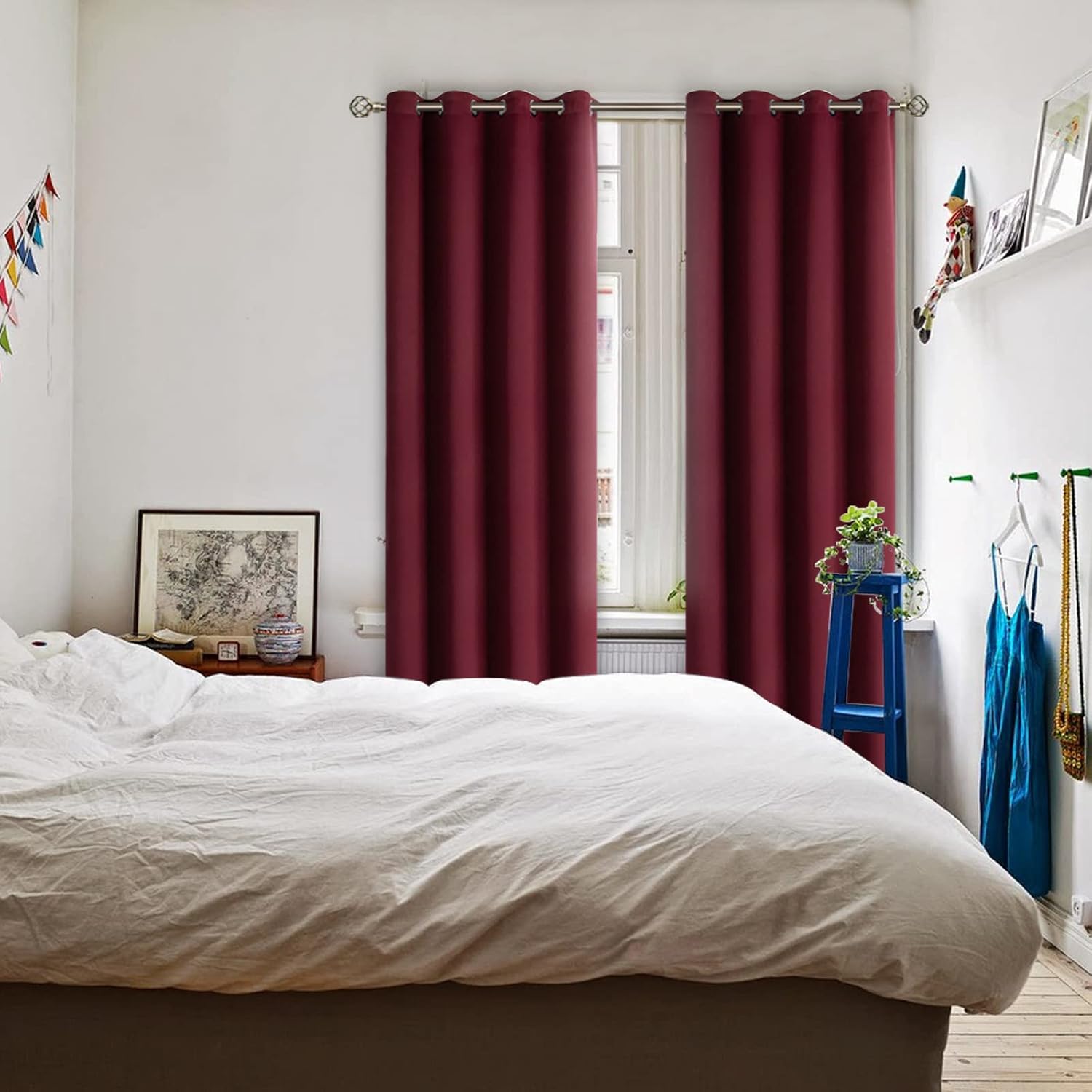 BGment Blackout Curtains for Living Room - Grommet Thermal Insulated Room Darkening Curtains for Bedroom, 2 Panels of 52 x 95 Inch, Burgund…