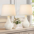 Seealle Modern Ceramic Table Lamps for Night Stands - Bedside Lamps Set of 2 for Nightstand, 19.4" White Bedroom Lamp for Living Room…