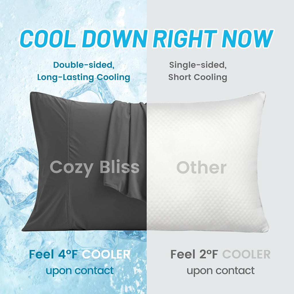 CozyBliss Cozy Bliss 2pcs Cooling Pillow Cases Set for Hot Sleepers & Night Sweats, Q-Max 0.5 Silky Wrinkle-Free Pillow Covers with Envelop…