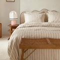 mixinni Striped Duvet Cover Set Queen Size, 3 Piece Cotton Linen Blend Bedding Set, Vintage Stripe Comforter Cover with Pillowcases, Soft B…