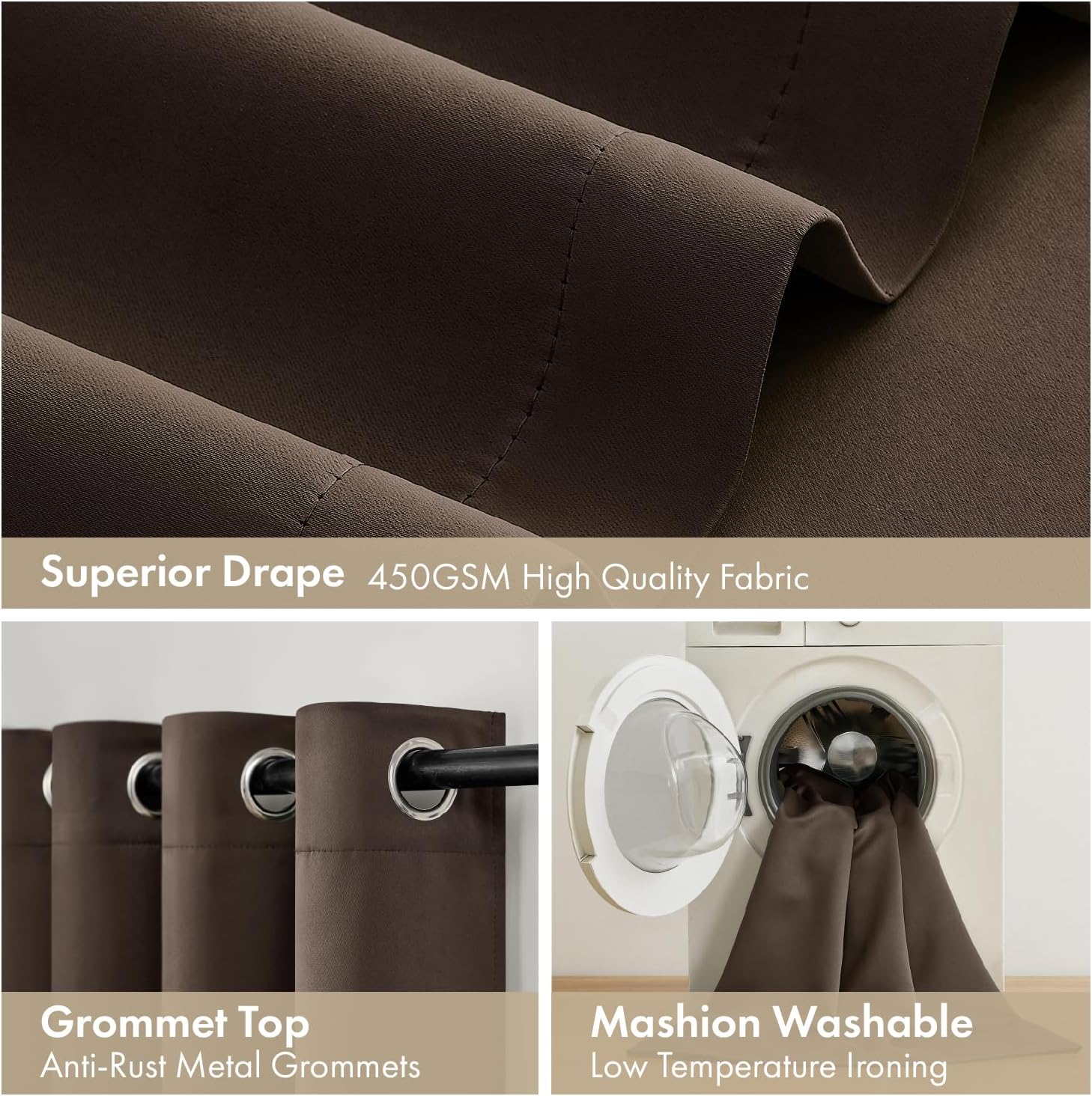 Miulee 100% Blackout Curtains for Bedroom 63 Inch Long, 2 Thick Layers Thermal Insulated Black Out Window Curtains with Black Liner, Noise…