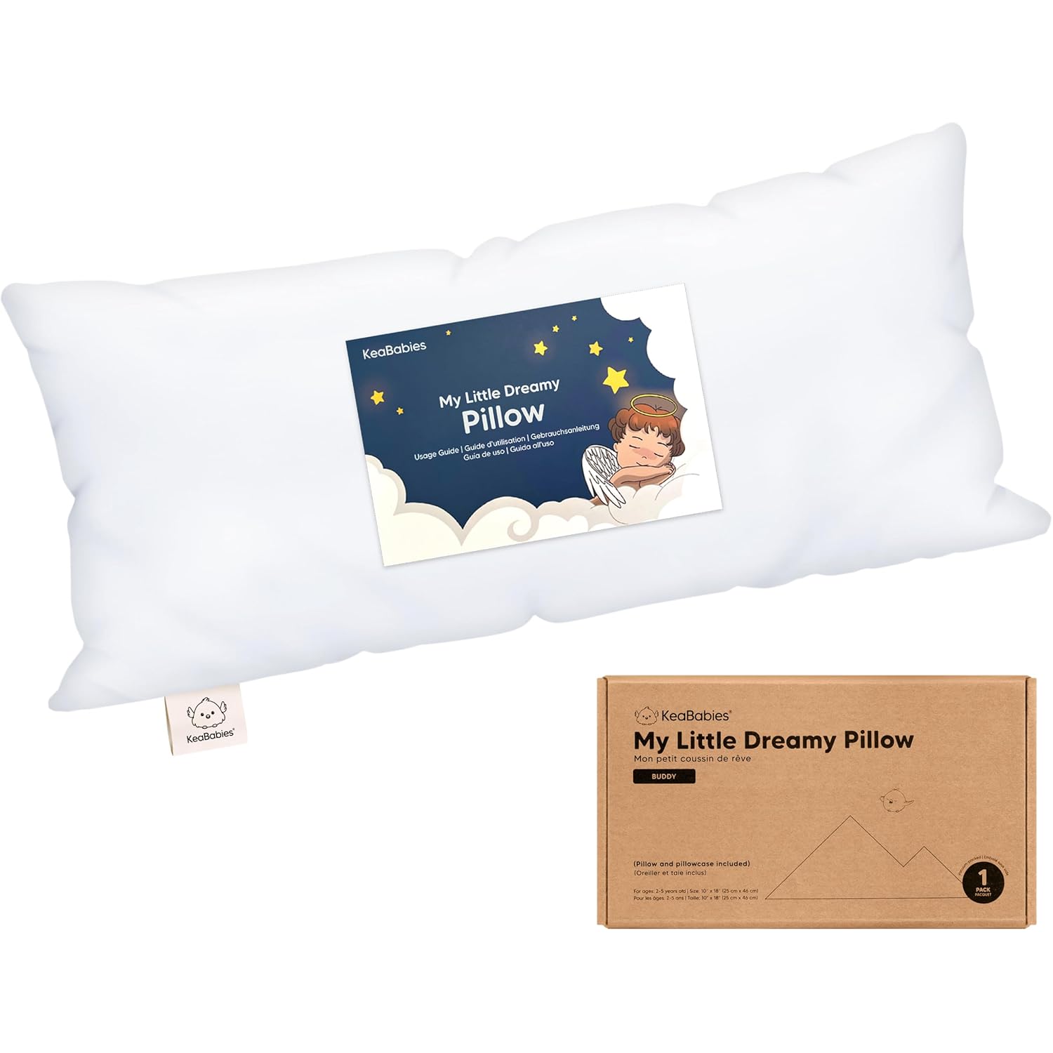 Toddler Pillow with Pillowcase - 10x18 My Little Dreamy Kids Travel Bed Pillows for Sleeping, Organic Cotton Small Pillowcase, Soft &…