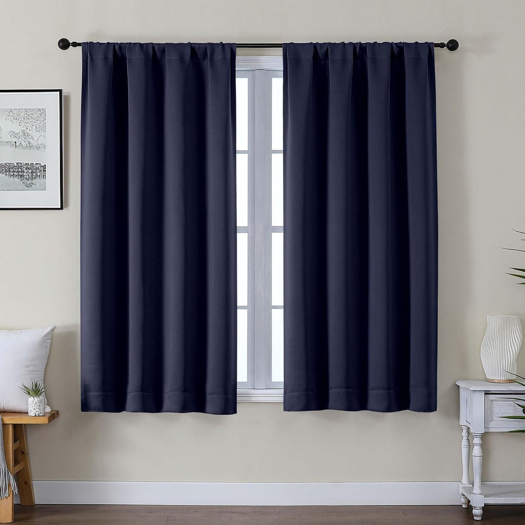 Gwine Navy Blue Blackout Curtains for Bedroom 54 Inches Long, Thermal Insulated Room Darkening Curtains for Living Room Each 40" Wx54 L…