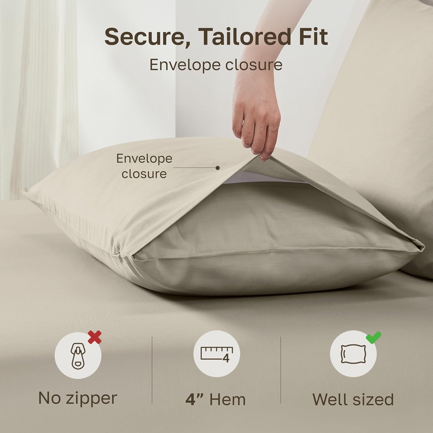 CaliforniaDesignDen California Design Den Pillow Case Queen Size Set of 2-100% Egyptian Cotton, Crisp Percale Feel, Soft & Breathable Cotto…