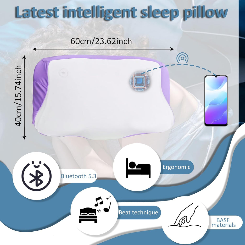Beorhtmom Intelligent Pillow for and Deep Relaxation, Cooling Breathable Memory Foam Pillow, with Blue Tooth for ASMR Enth…